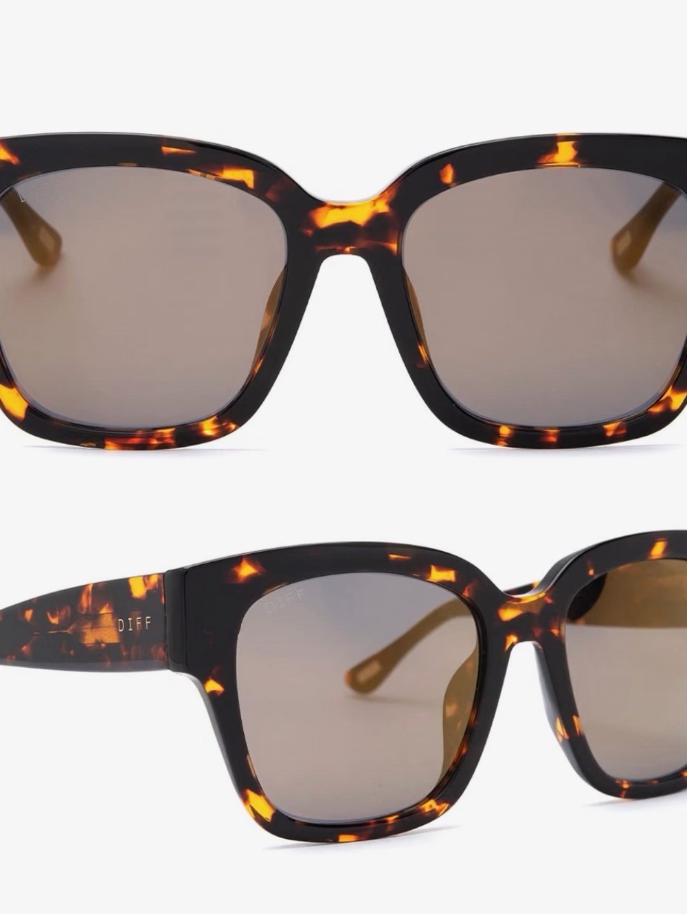 DIFF Bella II - Tortoiseshell Square Frame Sunglasses - Brown Lenses